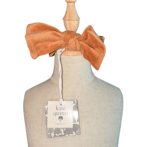 NEW Kate Quinn Organics Cotton Velour Velvet Headband Bow Elastic Hairband 0-6 M - Picture 1 of 3